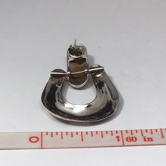 Native American Sterling Silver Earrings PRECIV Marked Door Knocker Dangle - Picture 8 of 8